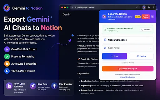 Ekspor Chat Gemini ke Notion – Sinkronisasi Otomatis & Cepat - Screenshot 1